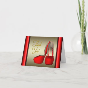 High Heel Shoes Black Red Gold Thank You Card