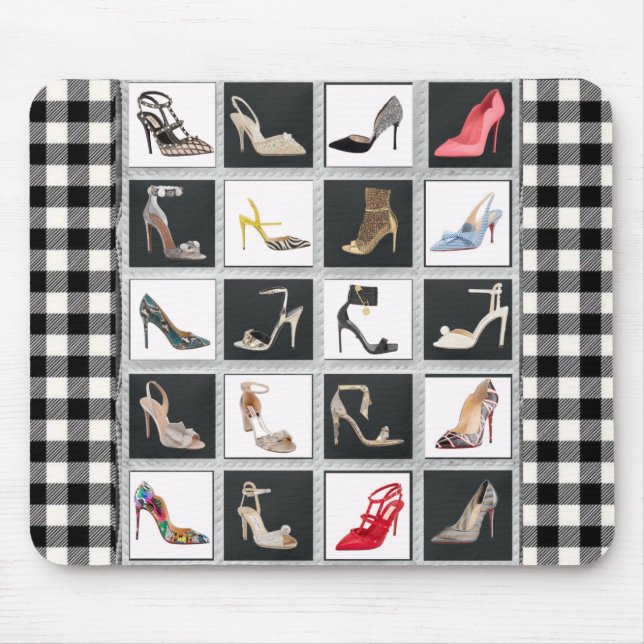 High Heel Shoes Collage Stiletto Quilt  Black Mouse Mat (Front)