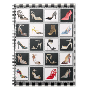 High Heel Shoes Collage Stiletto Quilt  Black Notebook