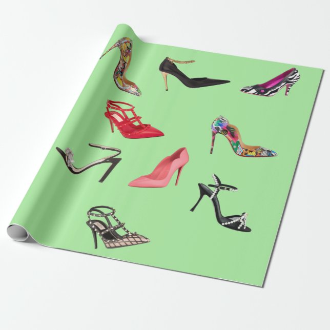 High Heel Shoes Collage Stiletto wrapping paper (Unrolled)