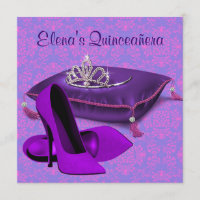 High Heel Shoes Hot Pink Purple Quinceanera