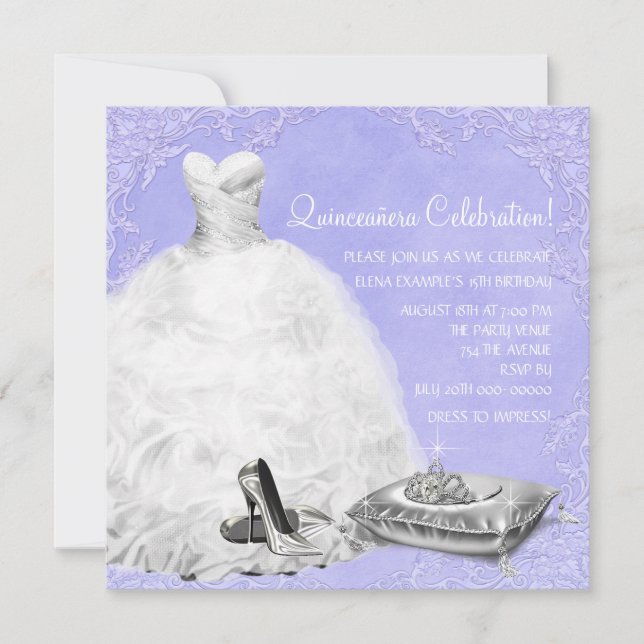 High Heel Shoes Purple Princess Quinceanera Invitation (Front)