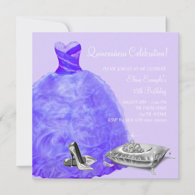 High Heel Shoes Purple Princess Quinceanera Invitation (Front)