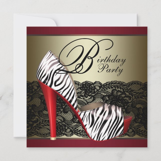 High Heel Shoes Red Zebra Party invitations (Front)