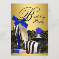 High Heel Shoes Royal Blue and Gold Birthday Party