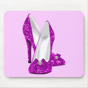 High Heel Shoes Stileto Glitter Pink Mouse Mat
