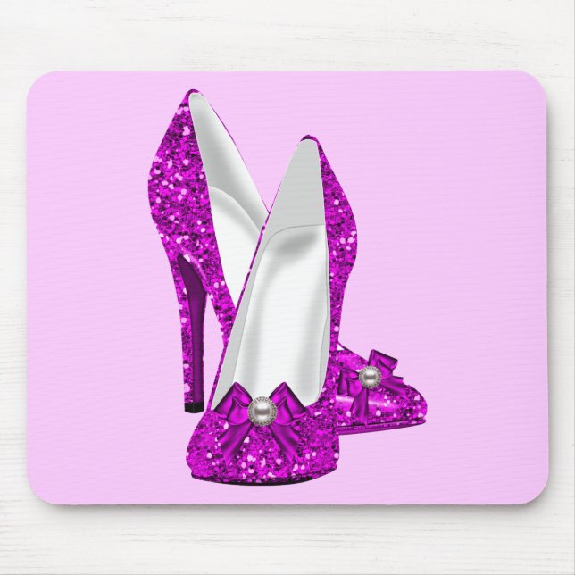 High Heel Shoes Stileto Glitter Pink Mouse Mat (Front)