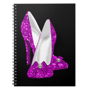 High Heel Shoes Stileto Glitter Pink Notebook