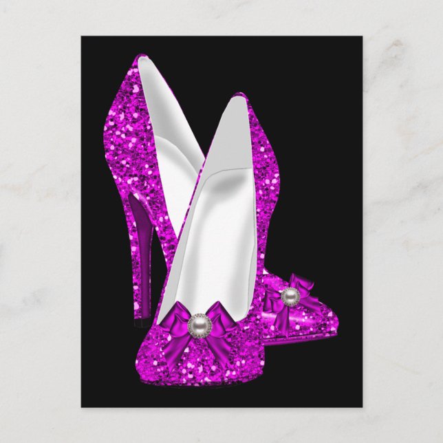High Heel Shoes Stileto Glitter Pink Postcard (Front)