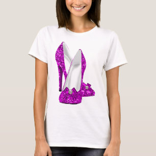 High Heel Shoes Stileto Glitter Pink T-Shirt