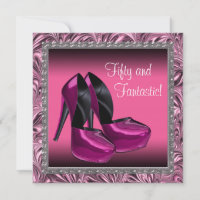 High Heel Shoes Womans Pink Black 50th Birthday