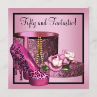 High Heel Shoes Womans Pink Leopard 50th Birthday