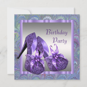 High Heel Shoes Womans Purple Birthday Party Invitation