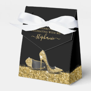 High Heel Stiletto Shoe Black Gold Birthday Favour Box