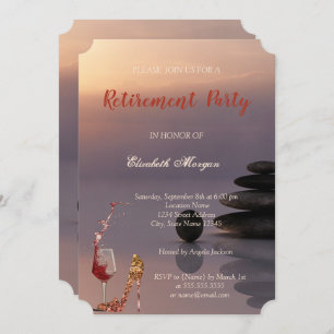 High Heel, Wine Glass,Zen Stones Retirement Party Invitation
