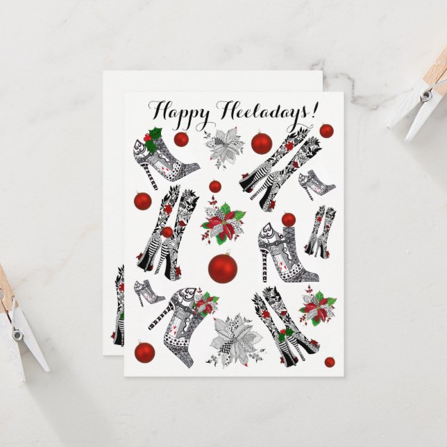 High Heeled Stiletto Christmas Shoes Greeting Card (Front/Back In Situ)