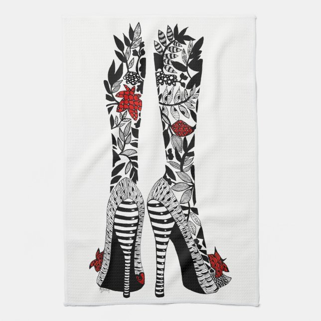 High Heeled Stiletto Fashion Shoes Kitchen Towel (Vertical)