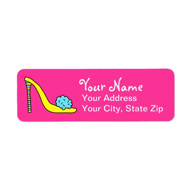 High Heeled Stiletto Shoe Pink Address Label (Front)
