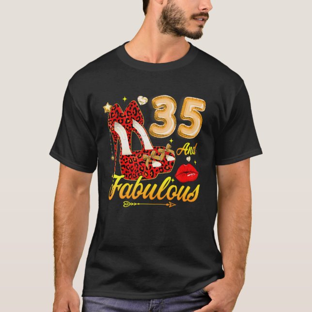 High Heels 1988 Floral 35 And Fabulous 35Th Birthd T-Shirt (Front)