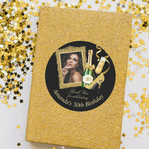 High Heels and Champagne Birthday Thank You Classic Round Sticker