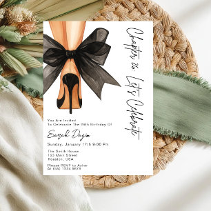 High Heels Black Bow 26th Birthday Party Photo Invitation