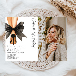 High Heels Black Bow 40th Birthday Party Photo Invitation
