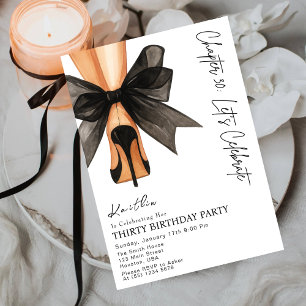 High Heels Black Bow Thirty 30th Birthday Invitation