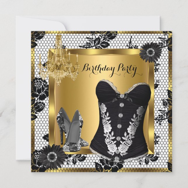 High Heels Chandelier Lace Corset Black 3 Invitation (Front)