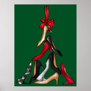 High Heels Christmas Tree Poster