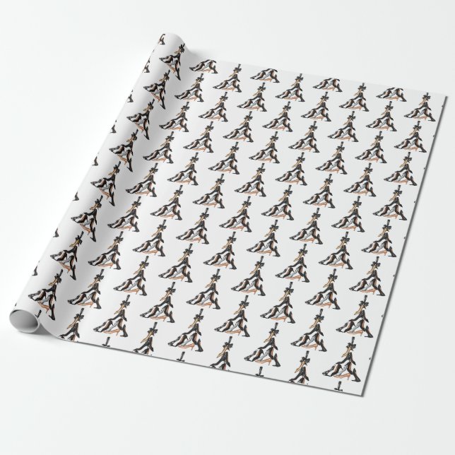 High Heels Christmas Tree Wrapping Paper (Unrolled)