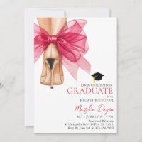 High Heels Coquette Pink Bow Graduation Photo