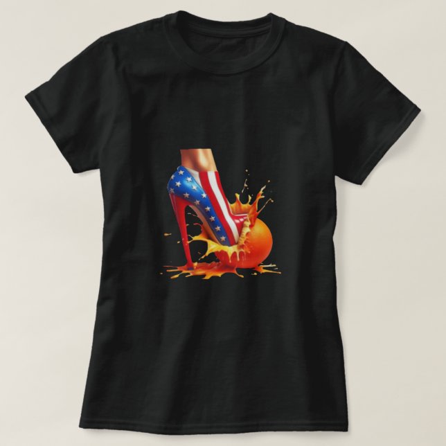High Heels Crushing Oranges Kamala Harris Tshirt (Design Front)