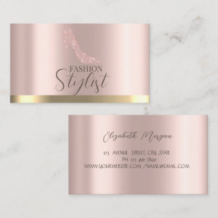 High Heels Diamonds Rose Gold Business Card