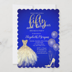 High Heels,Dress,Champagne Blue 50th  Invitation