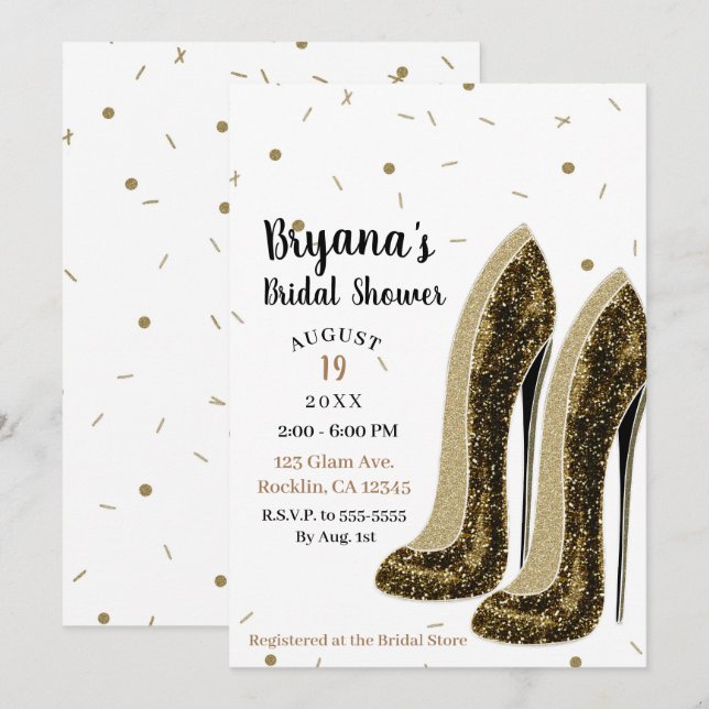 High Heels Fashion Shoes Glam Beauty Bridal Shower Invitation (Front/Back)