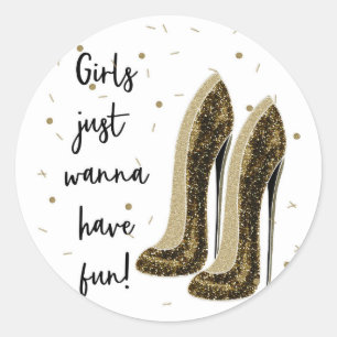 High Heels Fashion Shoes Glam Beauty Sweet 16 Classic Round Sticker