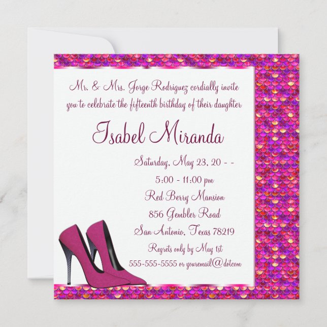 High Heels Girls 15th Party Quinceanera Invitation (Front)
