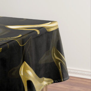 High Heels Golden Shoes pattern Tablecloth
