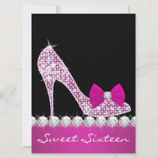 High Heels Hot Pink Sweet Sixteen Birthday Party Invitation