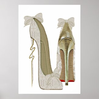High Heels Lace and Bows Stiletto Shoes Art Poster