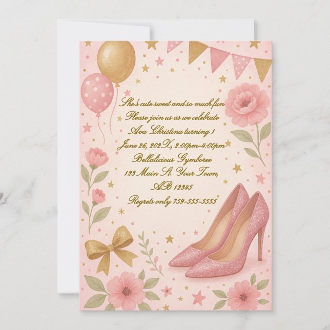 High Heels Princess Birthday Invitation (Front)