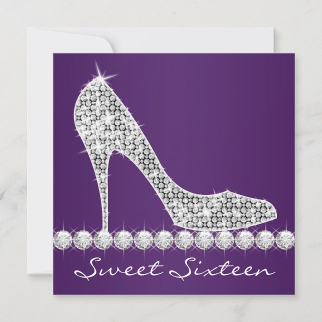 High Heels Purple Sweet Sixteen Birthday Party Invitation (Front)