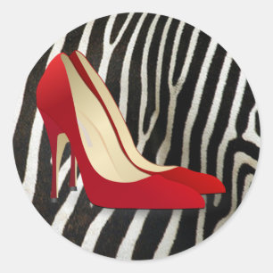 high heels red classic round sticker