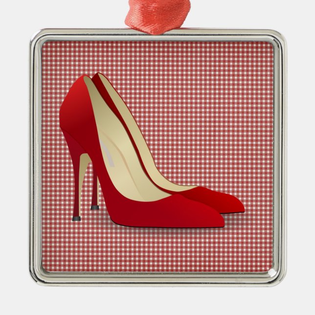 high heels red metal tree decoration (Front)