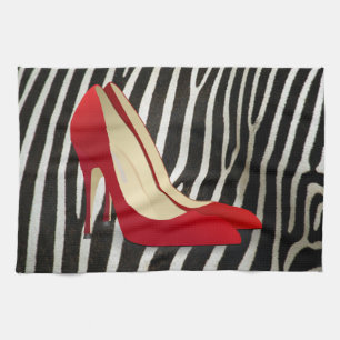 high heels red tea towel