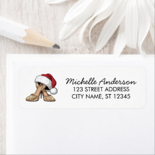 High Heels Santa Hat Christmas  Return Address 