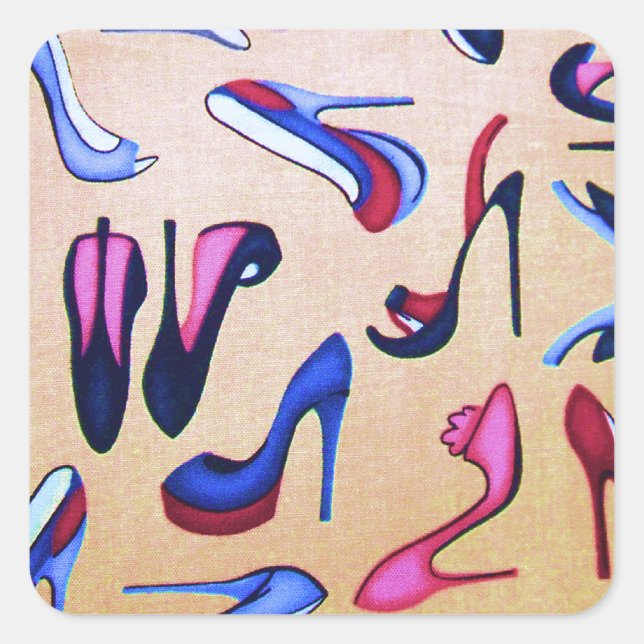 High Heels Shoes Pumps Collage Fashion Square Sticker (Front)