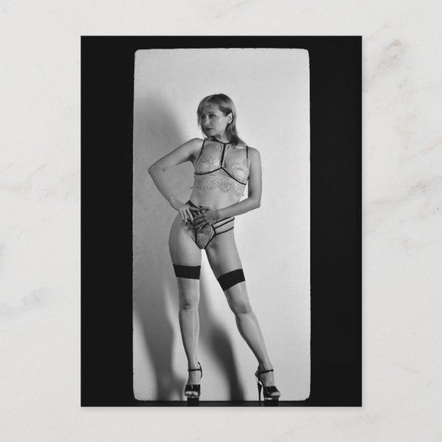 High Heels & Stockings B&W Photo postcard (Front)