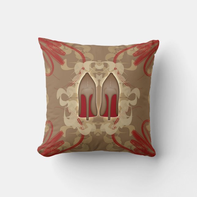 high heels with STYLISH beige ABSTRACT background Cushion (Front)