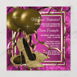 High Heels Womans Hot Pink Birthday Party Invitation